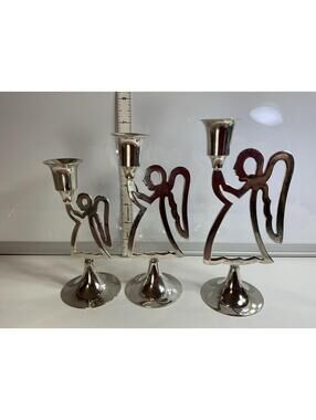 International Silver Co. Trio Of Angels Candle Holders